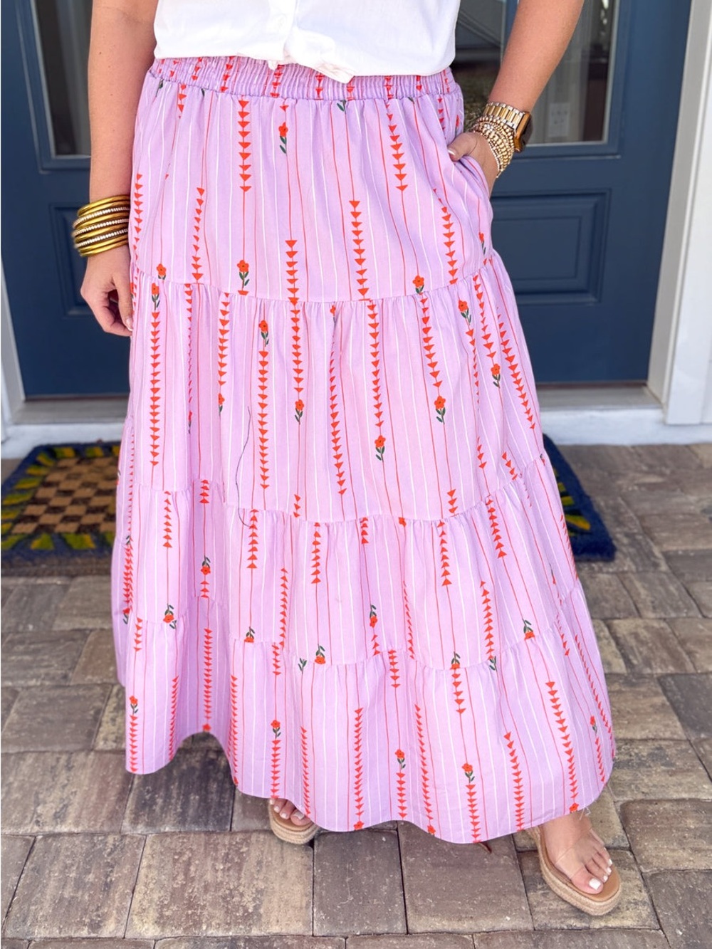 NWT Smocked Lavender Cotton Maxi Skirt Size Small